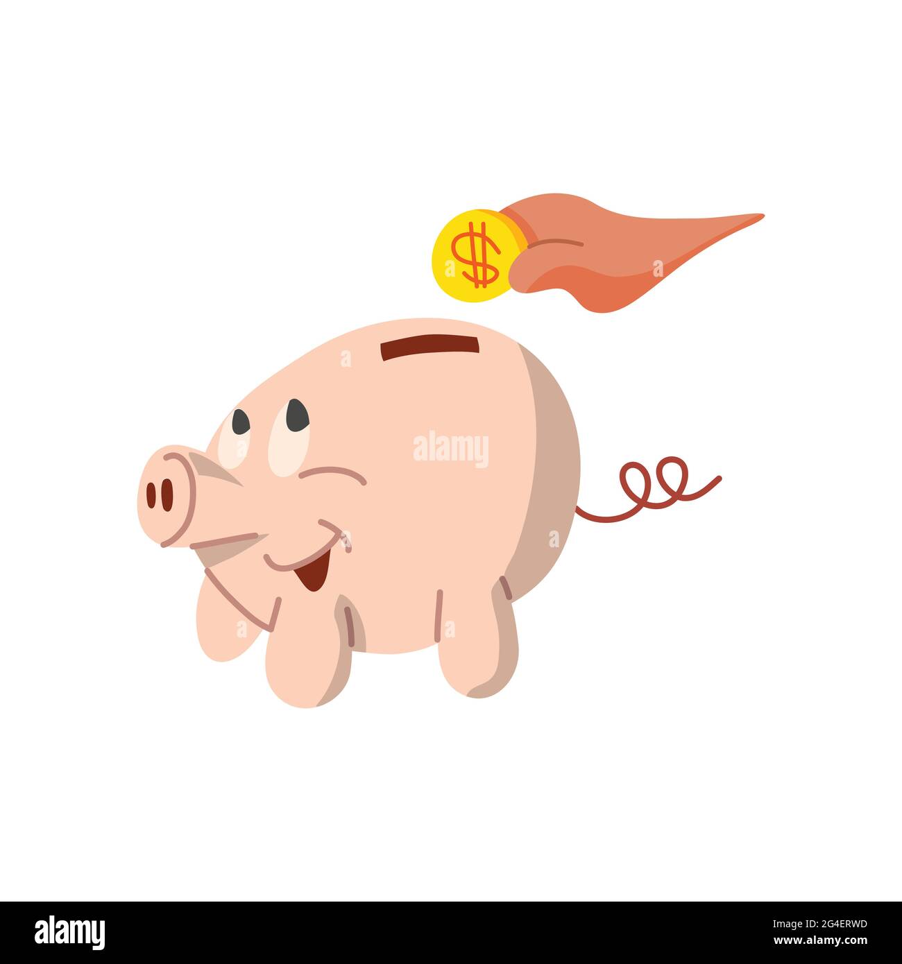 Sparschwein flaches Design mit Vektorgrafik Stock Vektor