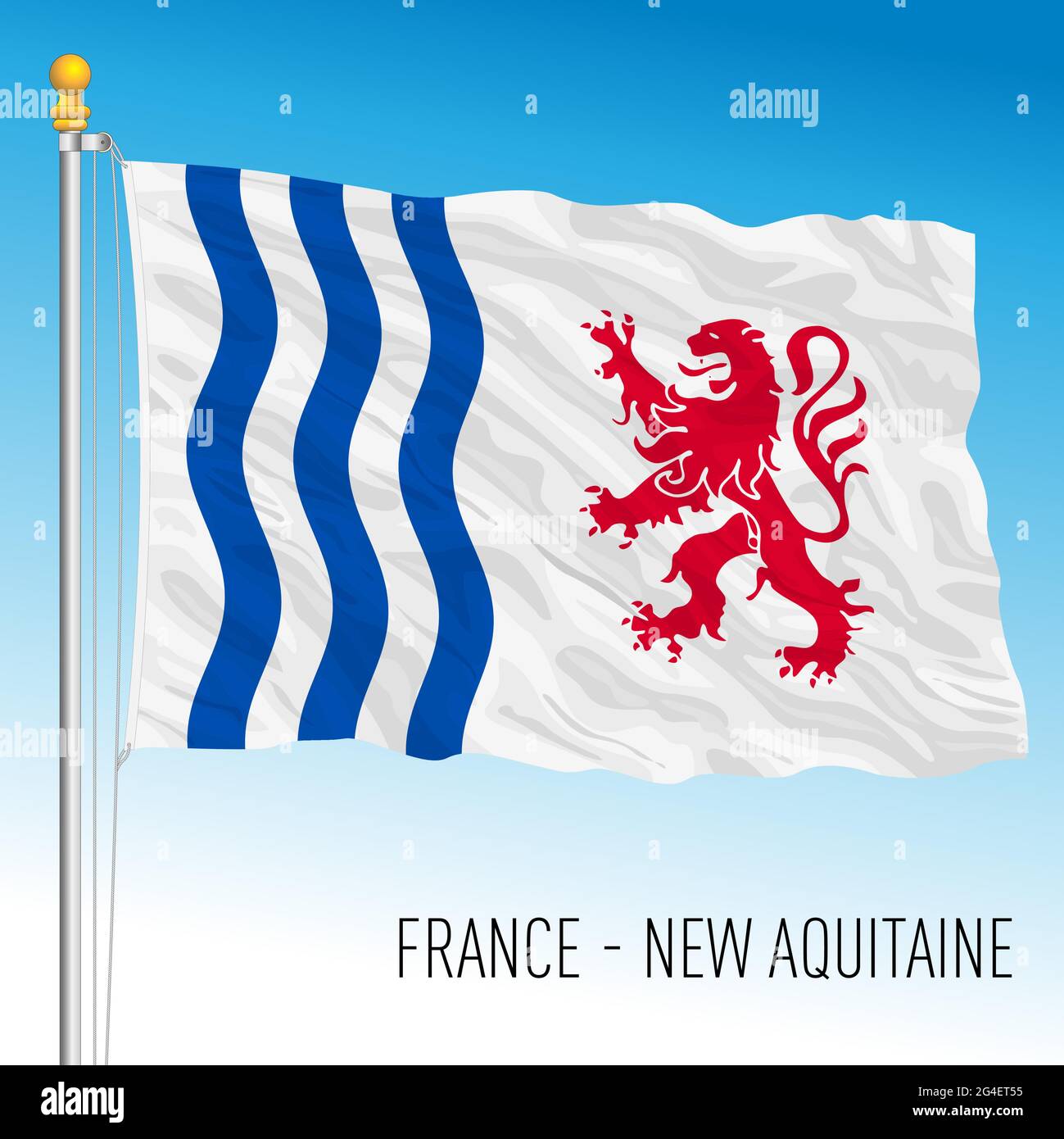 Neue Regionalflagge Aquitaine, Frankreich, Europäische Union, Vektorgrafik Stock Vektor