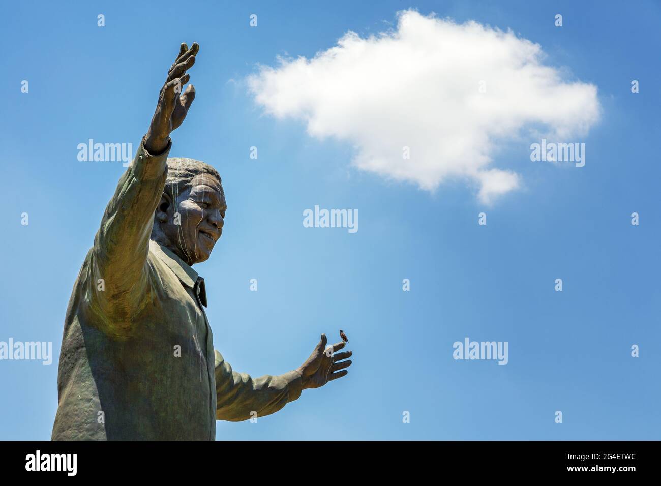 Pretoria, Südafrika - 4. November 2016: Riesige 9-Statue aus Bronze von Nelson Mandela, dem ehemaligen Präsidenten Südafrikas und Anti-Apartheid-Aktivisten. Dies Stockfoto