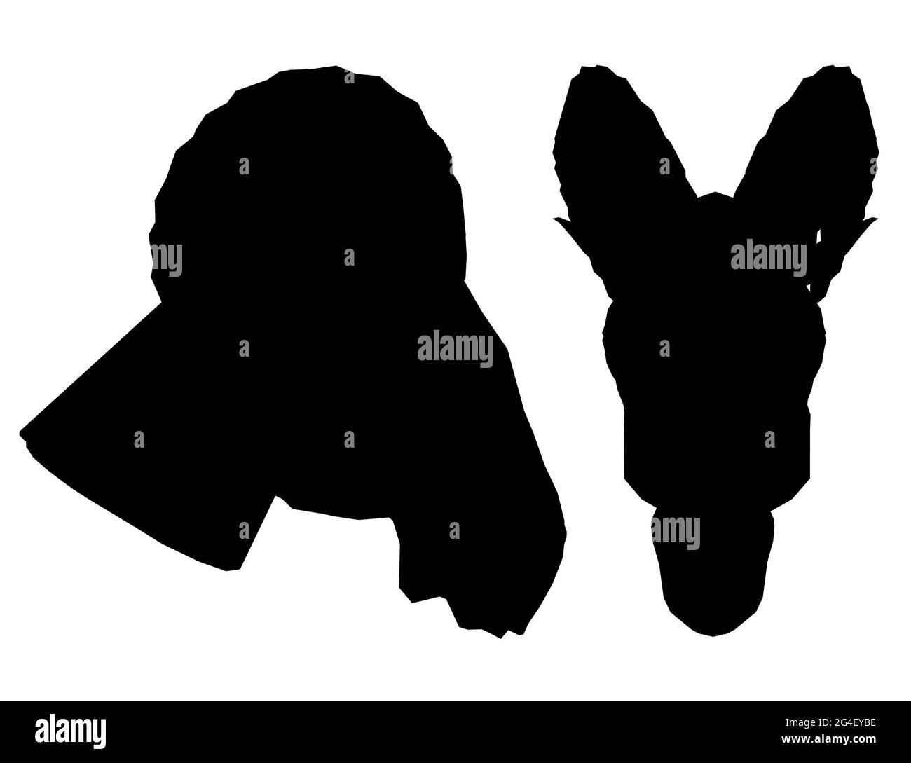 RAM Kopf Silhouette isoliert auf weißem Hintergrund. Vorder- und Seitenansicht. Vektorgrafik. Stock Vektor