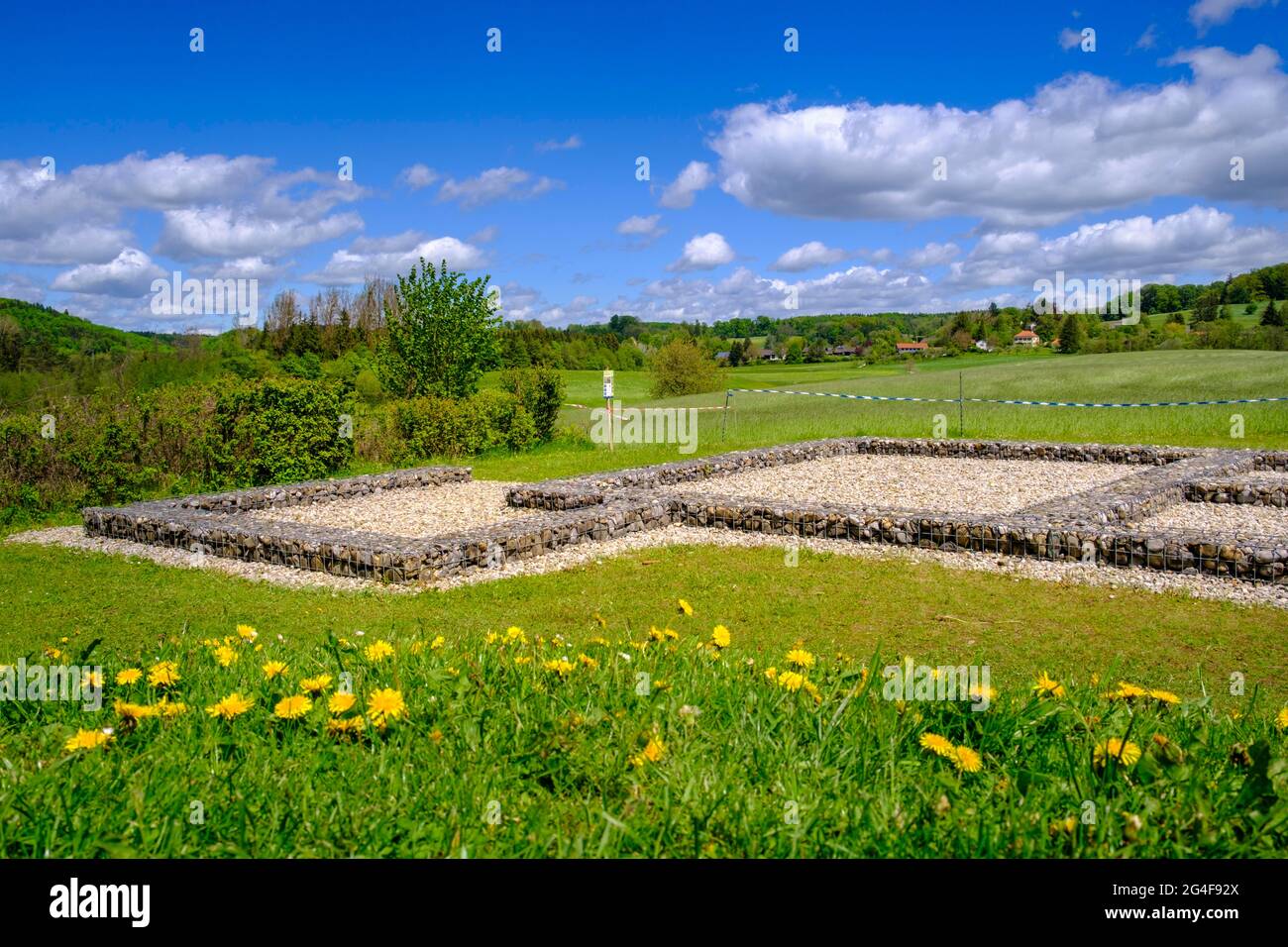 Villa Rustica, ehemaliger römischer Bauernhof, Ausgrabung, bei Leutstetten, Starnberg, Oberbayern, Bayern, Deutschland Stockfoto