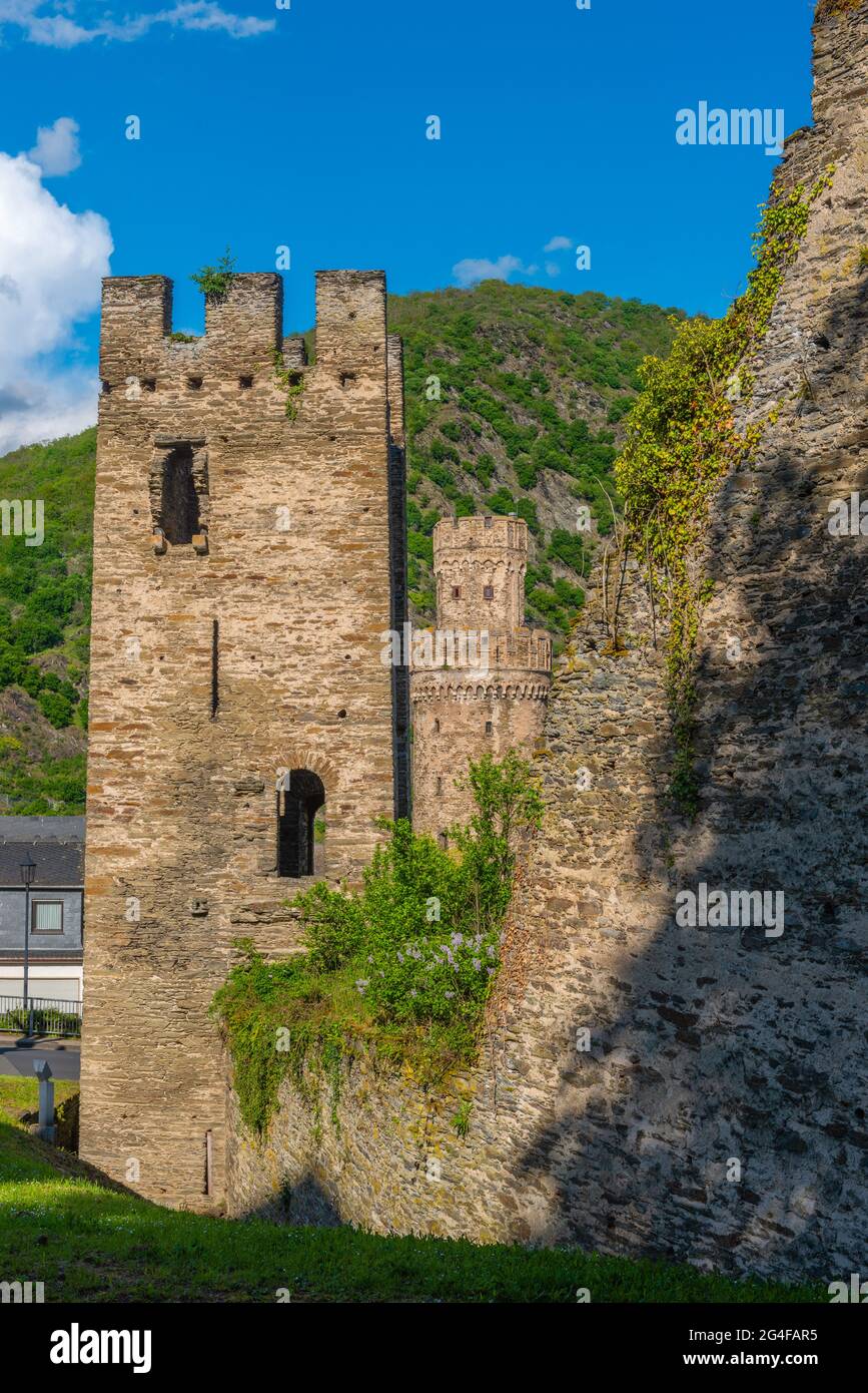 Stadt der Türme und Weine, historische Stadt Oberwesel, UpperMittelrheintal, UNESCO-Weltkulturerbe, Rheinland-Pfalz, Deutschland Stockfoto