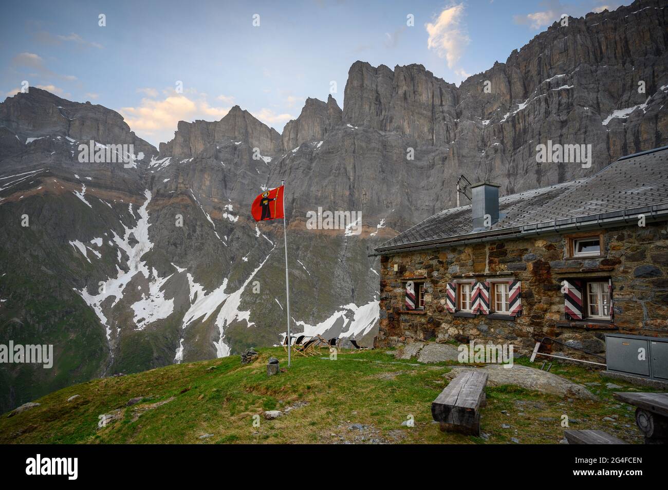 Blick von der Fridolinshütte SAC in den Glarner Alpen Stockfoto