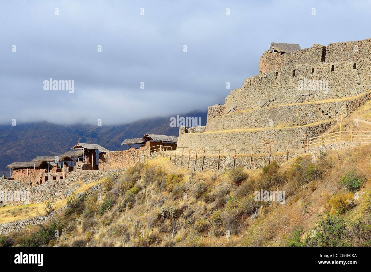 Inka-Ruinen, Pisac, Region Cusco, Provinz Urubamba, Peru Stockfoto