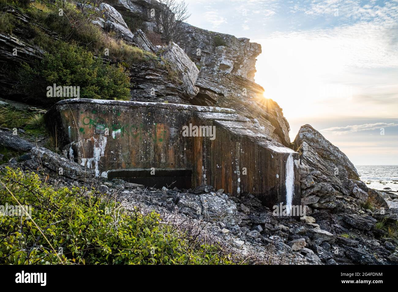 Bunker in Hoburgsgubben, Gotland, Schweden Stockfoto