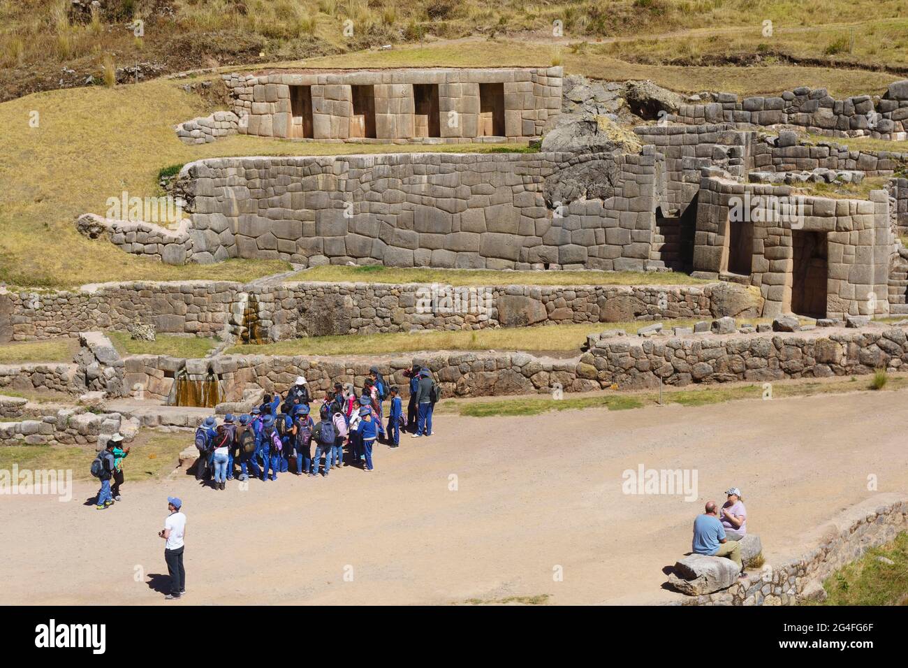 Tempelkomplex des Inka-Wasserschutzgebietes, Tambomachay, Cusco-Region, Urubamba-Provinz, Peru Stockfoto