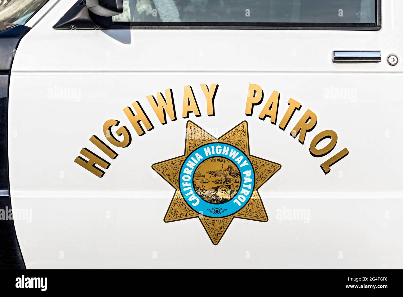 Logo der California Highway Patrol, CHP, auf einem Chevrolet Blazer S-10 Polizeiwagen, Deutschland Stockfoto