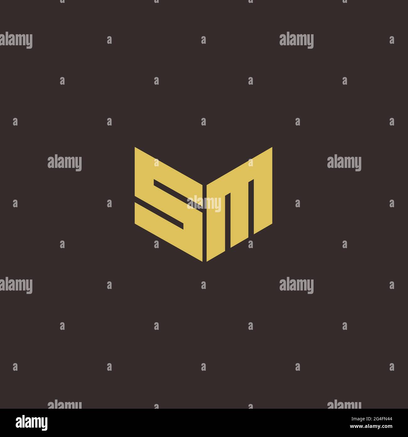 SM MS Logo Letter Initial Logo Designs Template mit Gold und schwarzem Hintergrund, Vector Icon Modern Stock Vektor