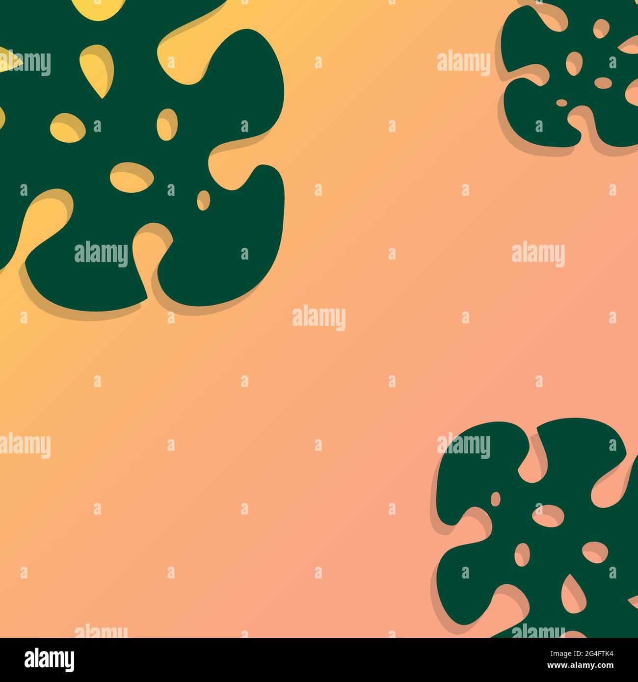 Monstera Hintergrund. Tropische Blätter. Unscharfer Hintergrund. Vektorgrafik, flaches Design Stock Vektor