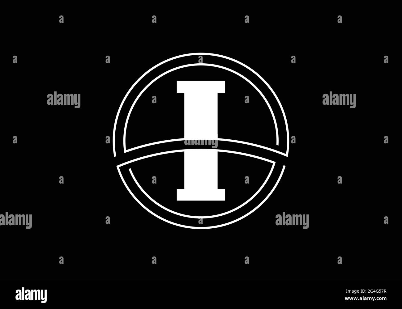 Anfangsbuchstabe I mit Kreisrahmen. Grafisches Alphabetsymbol für die Unternehmensidentität Stock Vektor