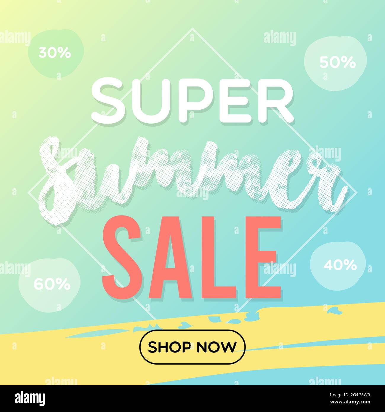 Super Sommer Sale Banner. Farbiger Verlaufshintergrund. Vektorgrafik, flaches Design Stock Vektor