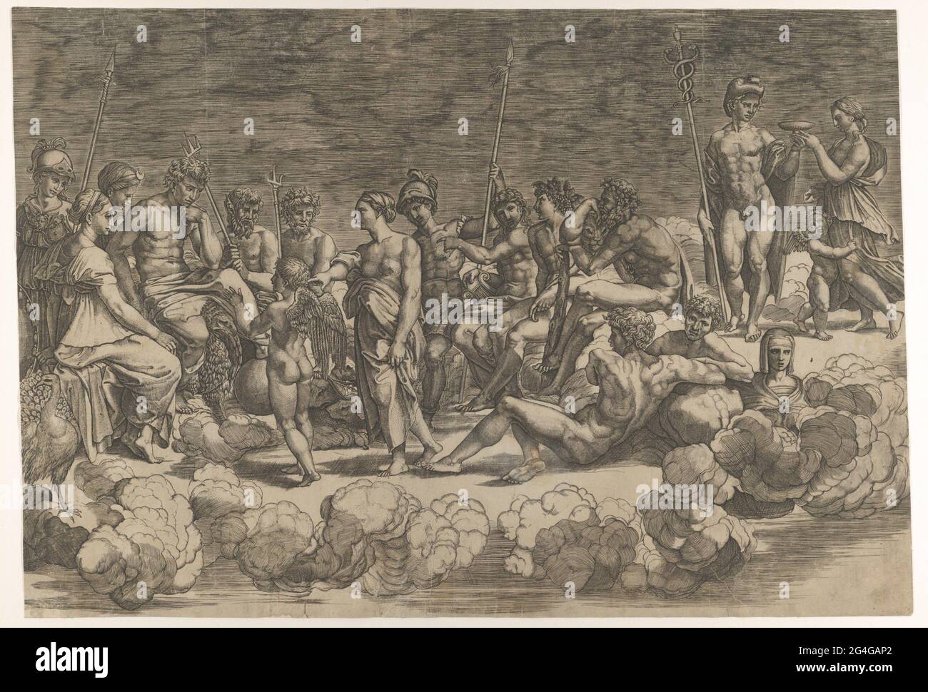 Montage der Götter nach der Deckenkomposition in der Loggia di Psiche, Villa Farnesina, Rom, 1527. Stockfoto