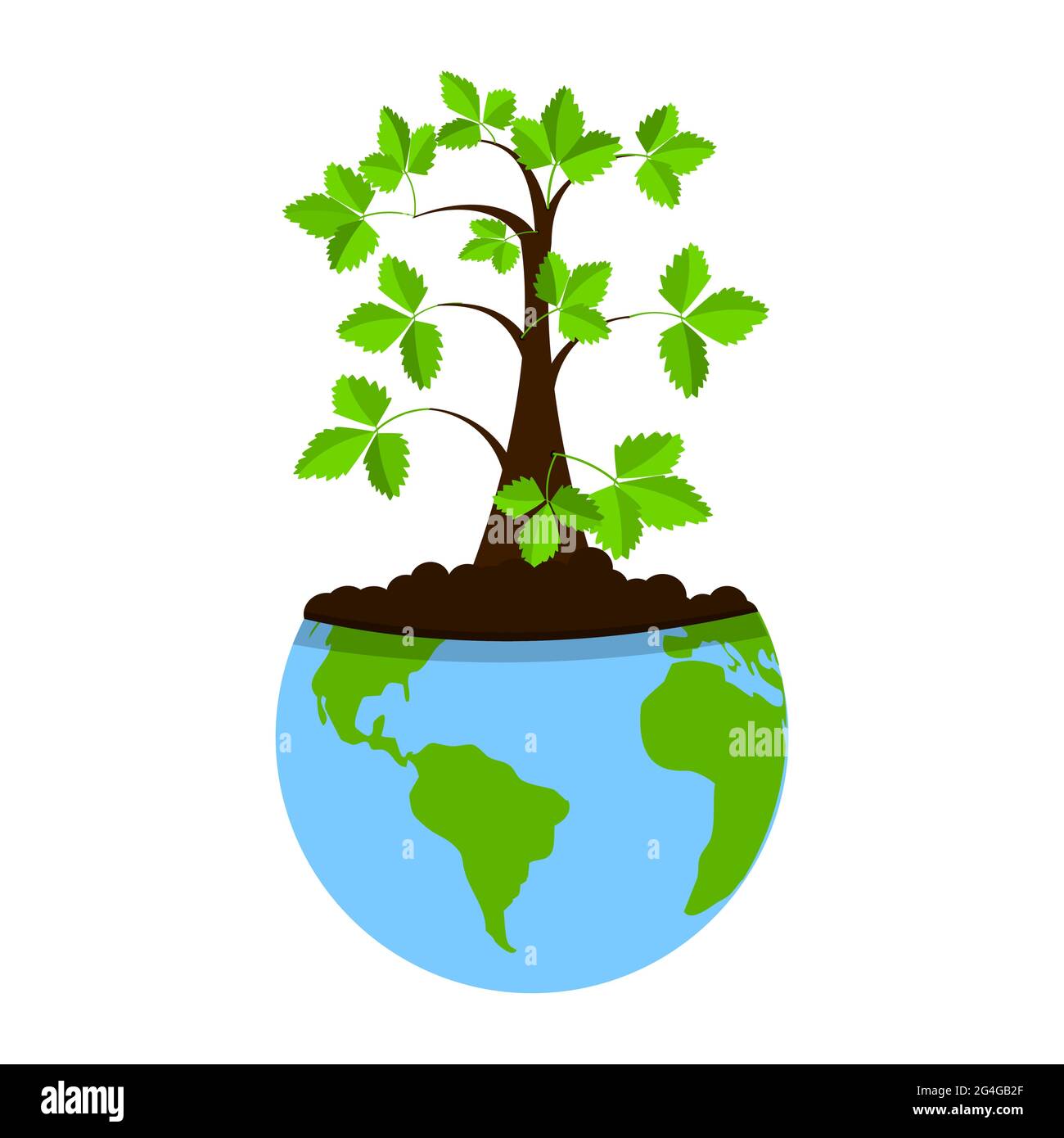 Baum gepflanzt innerhalb des Planeten Erde. Konzept. Metaphorisch. Stock Vektor
