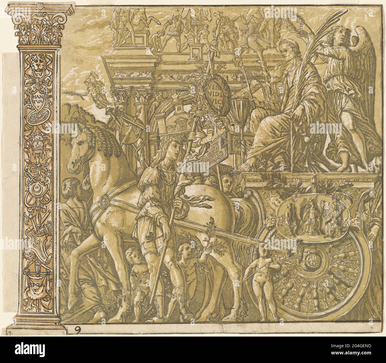 Der Triumph Julius Caesars [Nr. 9 plus 2 Säulen], 1599. Stockfoto