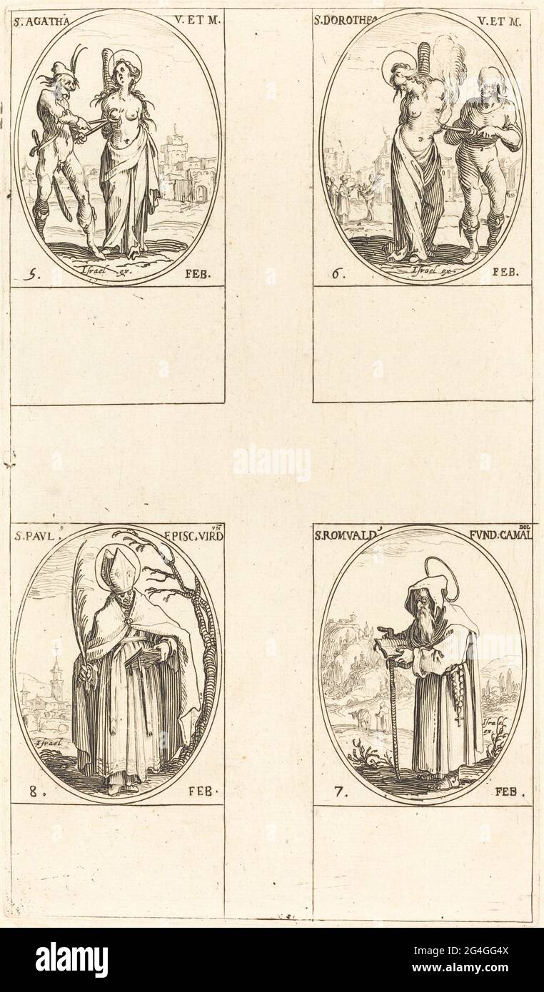 St. Agatha; St. Dorothy; St. Romuald von Ravenna; St. Paul, Bischof von Verdun. Stockfoto