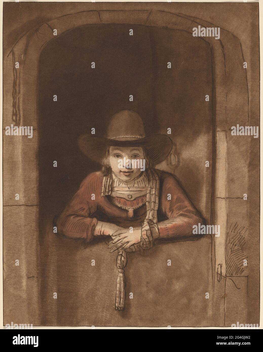 Boy Leaning Over a Lower Door, 1763, veröffentlicht 1765. Stockfoto