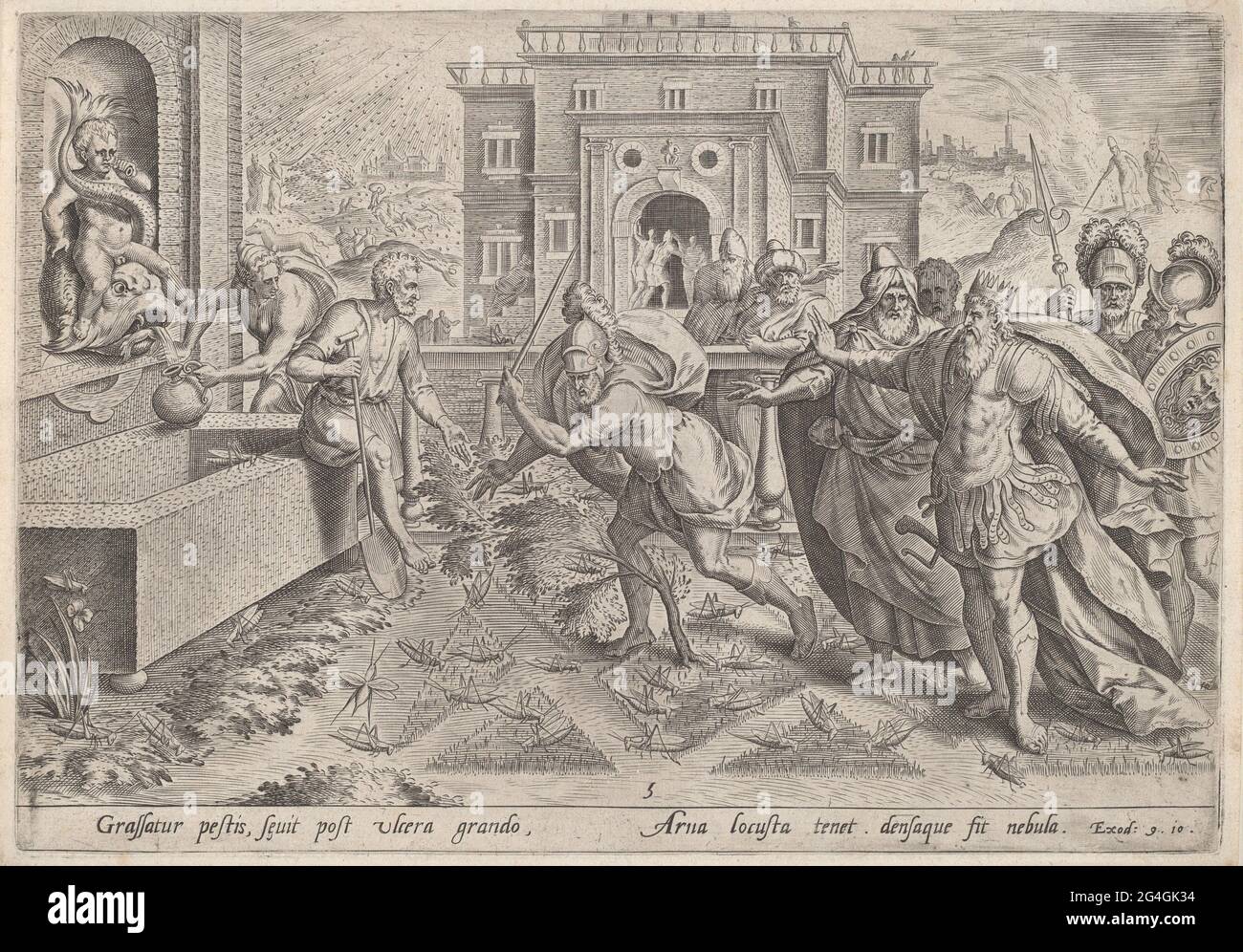 Die Heuschreckenplage, um 1585. Stockfoto