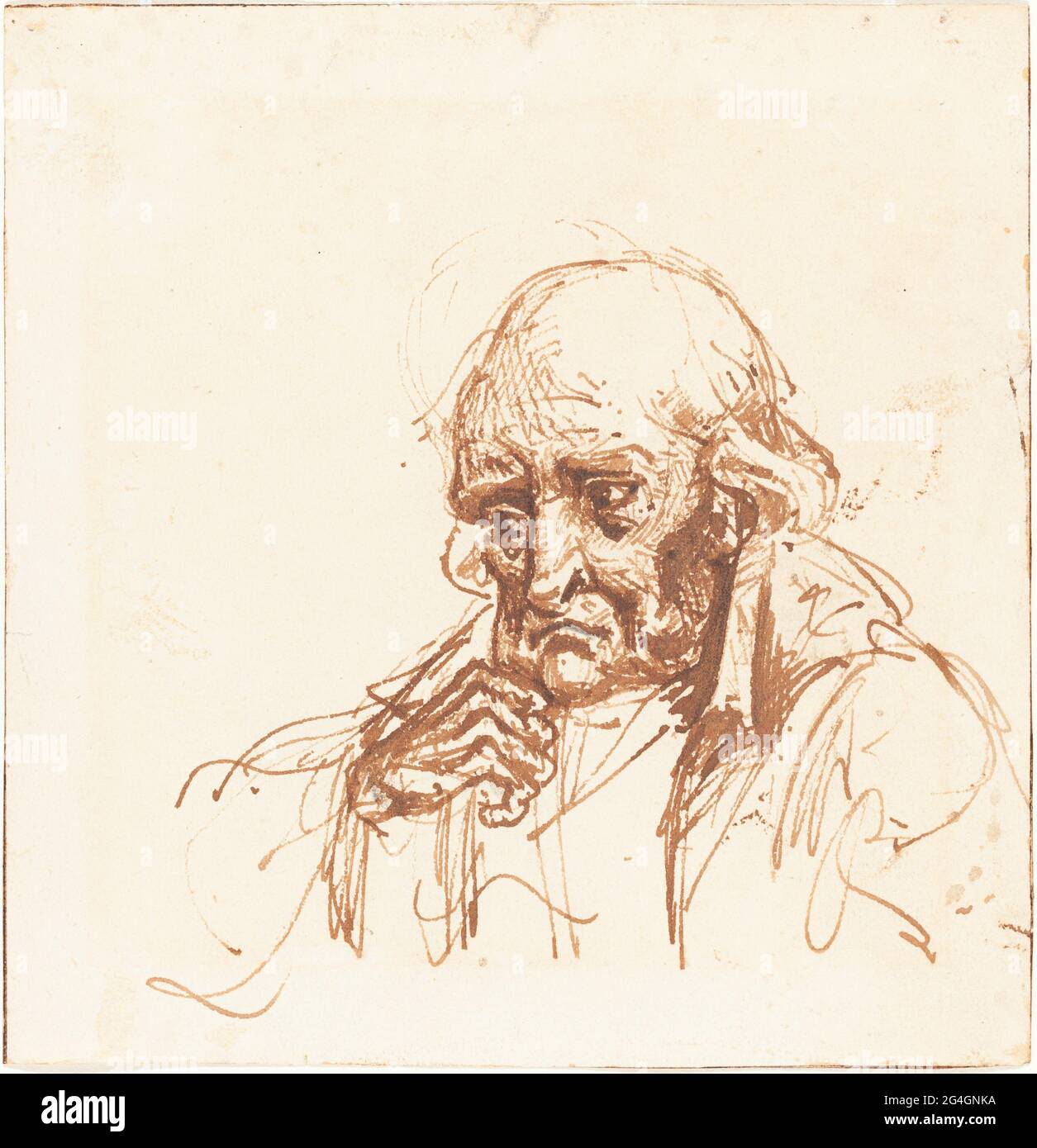 Kopf eines alten Mannes, 19. Jahrhundert. Stockfoto