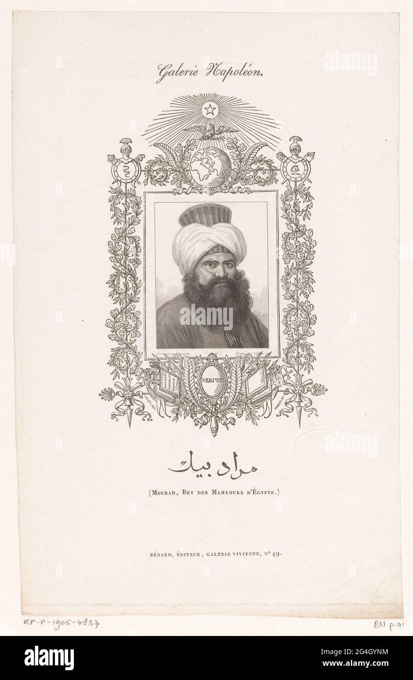 Porträt von Murat Bey; Mourad, Bey des Mamlouks d'égypt; Serienportraits von prominenten Personen unter dem Regime Napoleons Bonaparte; Galerie Napoléon. . Stockfoto