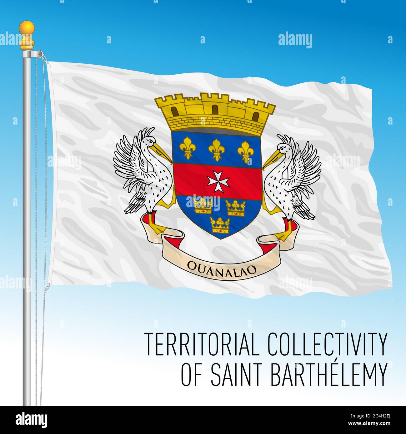 Saint Barthelemy Territorialflagge, Frankreich, karibisches Land, Vektorgrafik Stock Vektor