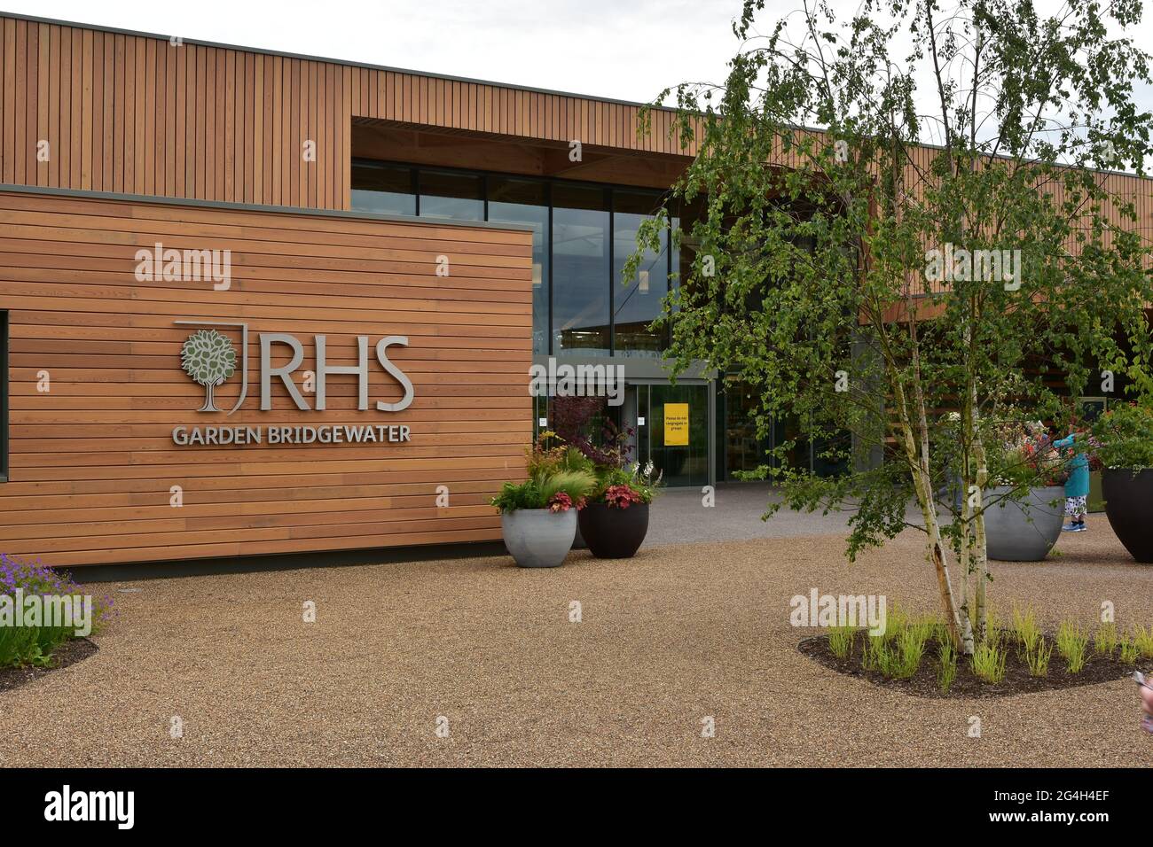 The Welcome Building, RHS Bridgewater Gardens, Salford, Manchester Stockfoto