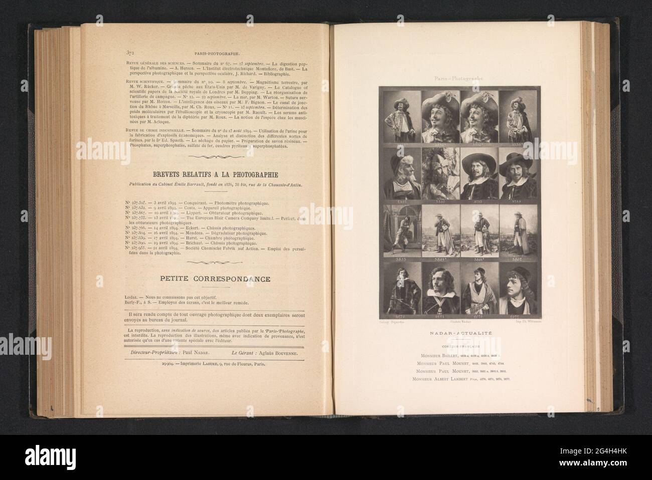 Sechzehn Porträts von Schauspielern. Von links nach rechts: Monsieur Baillet, Paul Mounet und Albert Lambert. Stockfoto