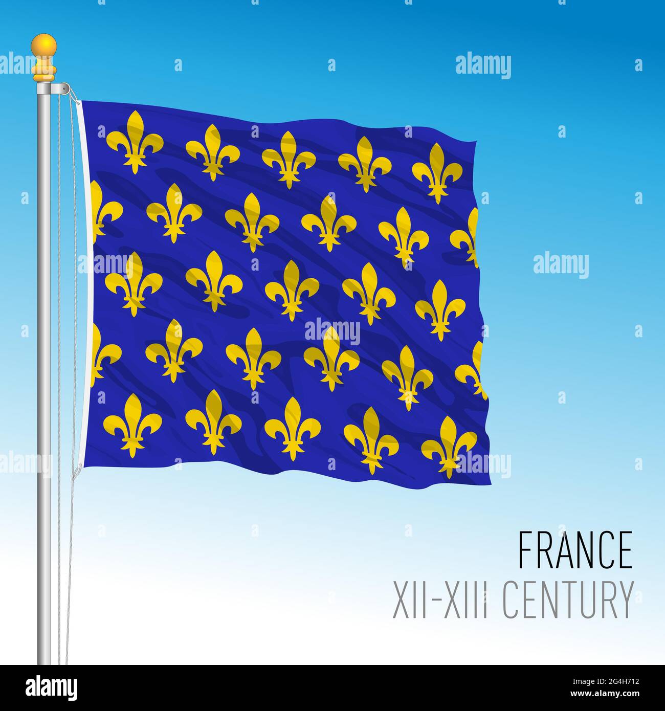 Französische historische Flagge, Frankreich, XII XIII Jahrhundert,  Vektorgrafik Stock-Vektorgrafik - Alamy