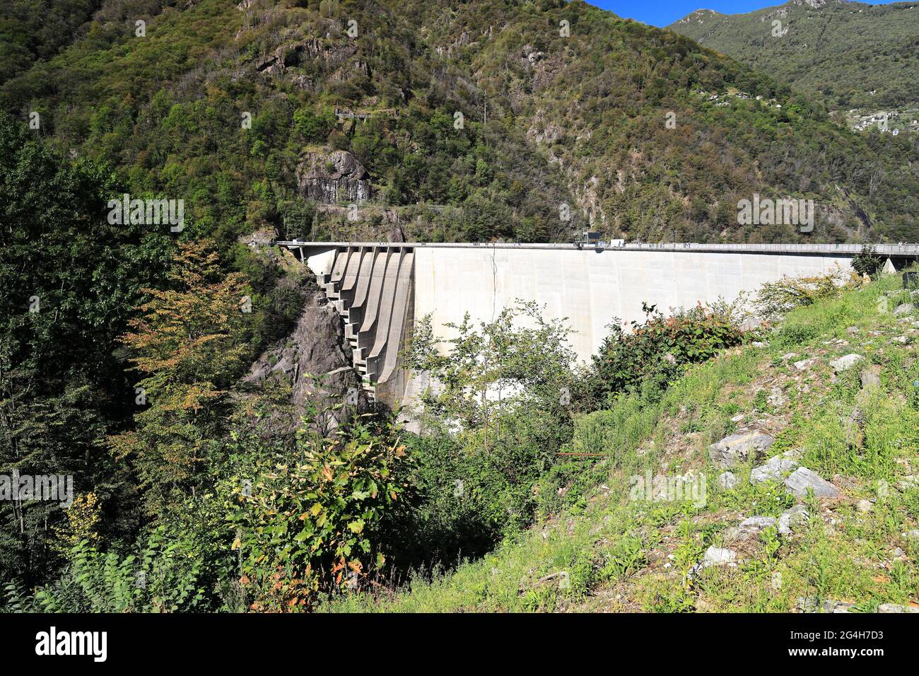 Contra Dam am Verzasca River. Schweiz Europa. Stockfoto