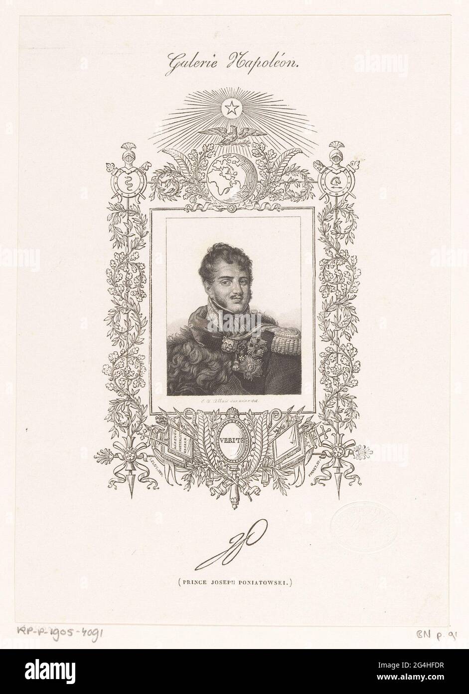Porträt des Prinzen Józef Poniatowski; Prinz Joseph Poniatowski; Serie Porträts von prominenten Personen unter dem Regime von Napoleon Bonaparte; Galerie Napoléon. . Stockfoto