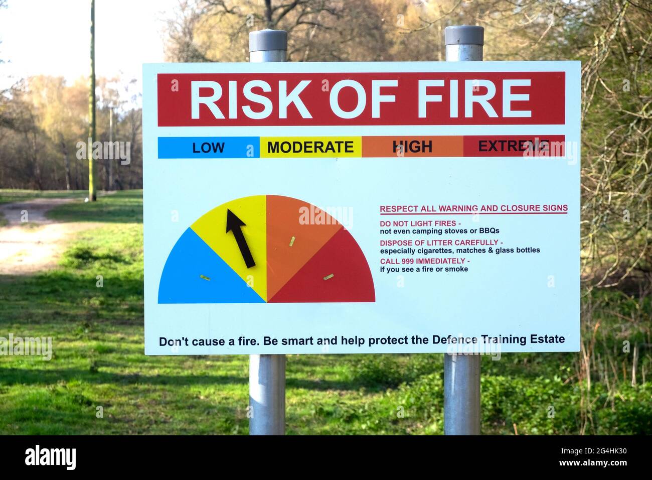 Brandgefahr auf einem gemeinsamen, britischen Schild Stockfoto