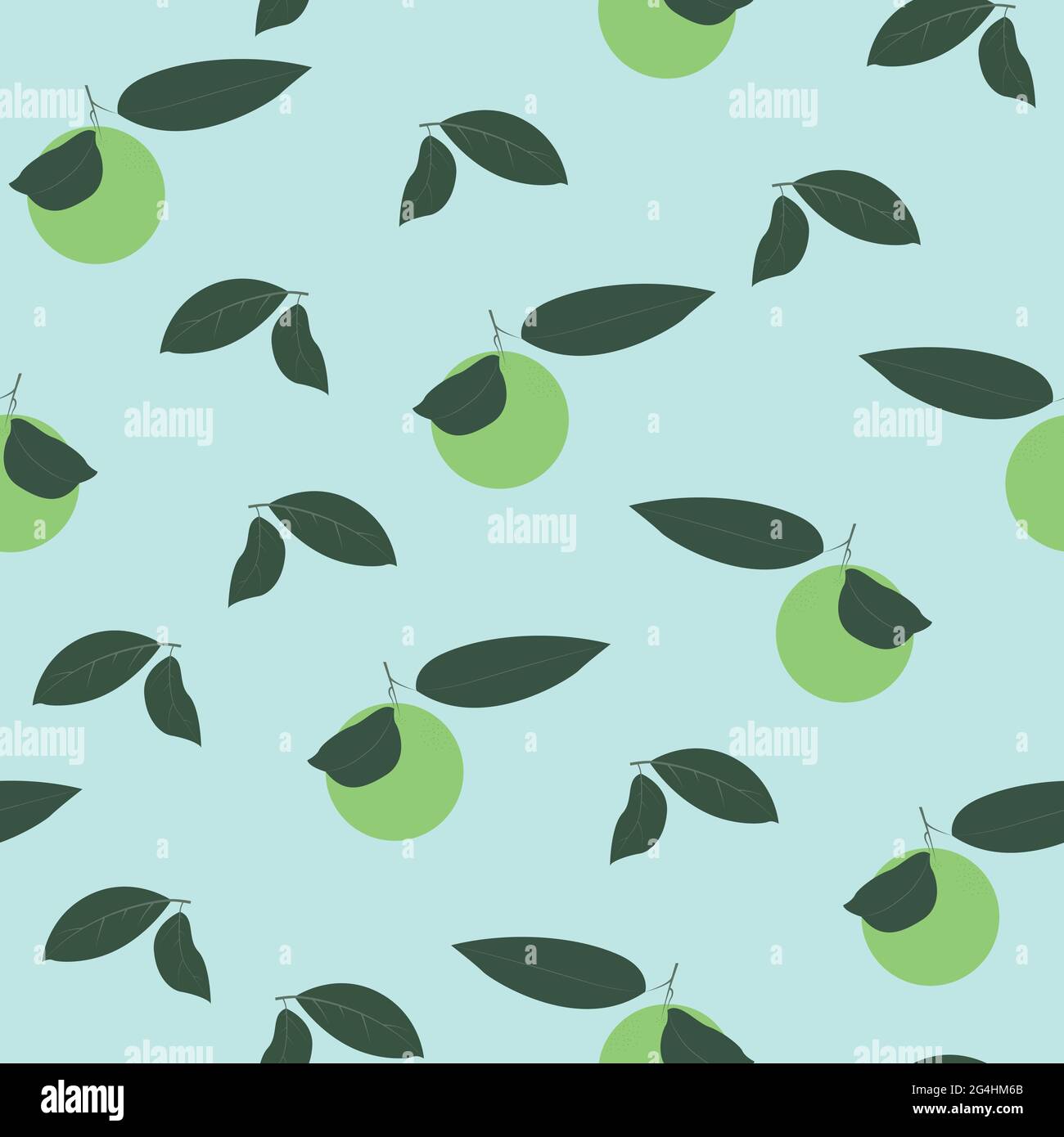 Frische Zitrusfrüchte mit Ast und Blättern auf hellblauem Hintergrund Stock Vektor