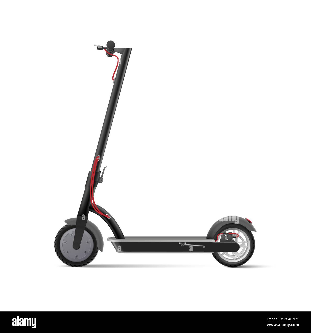 Schwarzer elektrischer Kick Scooter auf weißem Hintergrund realistische  Vektor-Illustration Stock-Vektorgrafik - Alamy