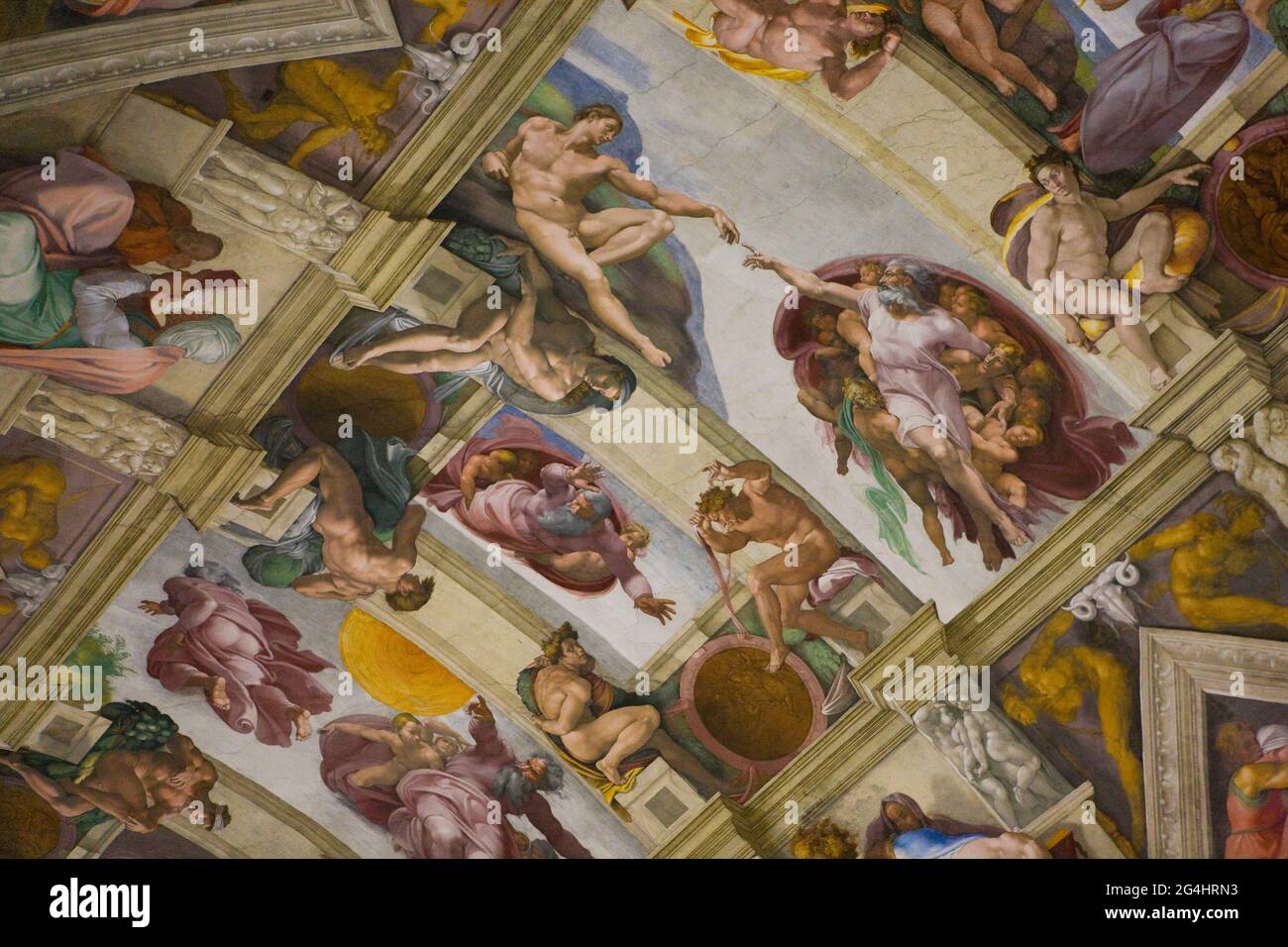 Decke der Sixtinischen Kapelle, Vatikanische Museen, Vatikanstadt, Rom, Italien Stockfoto