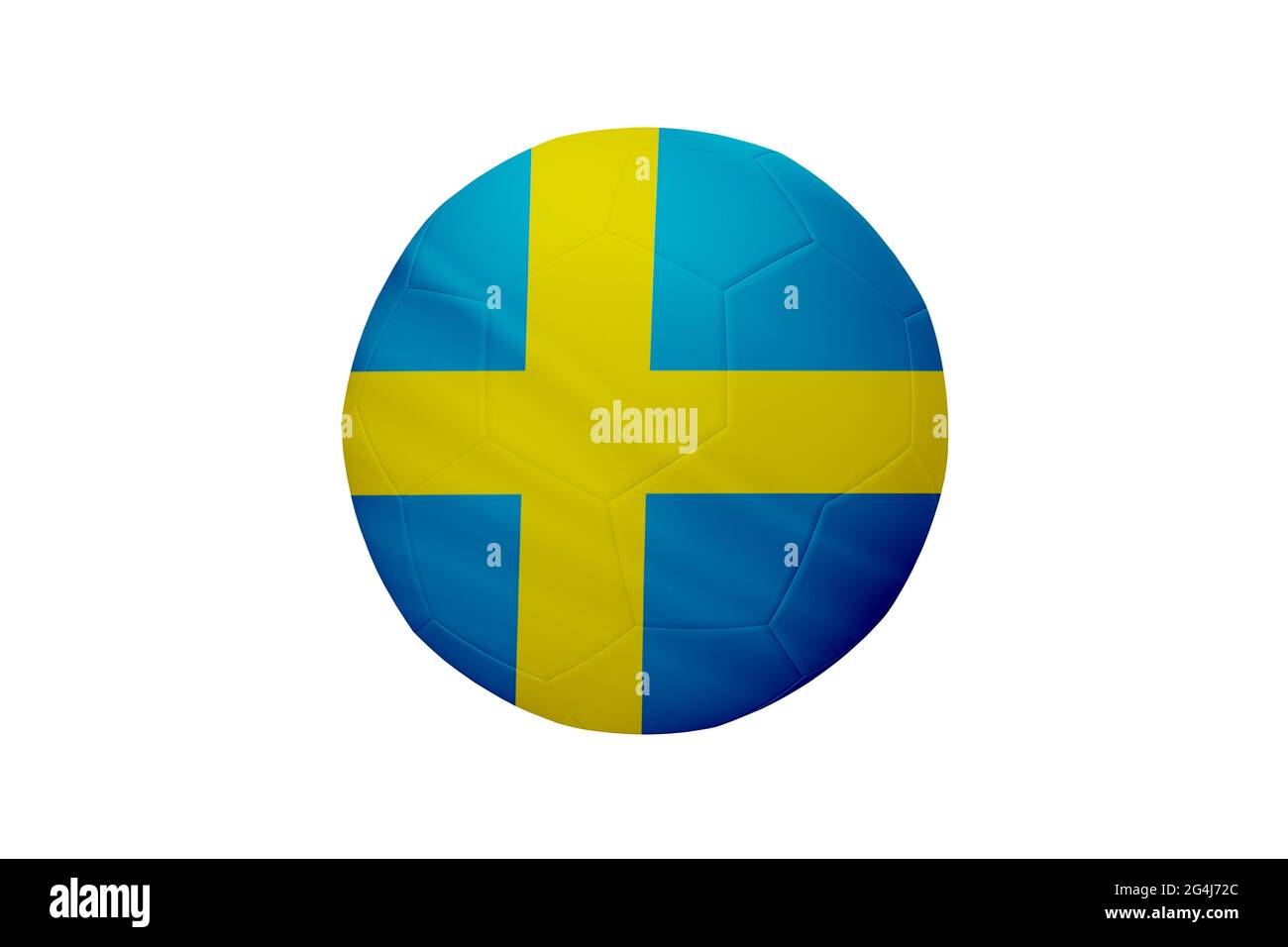 Fußball in den Farben der schwedischen Flagge isoliert auf weißem Hintergrund. In einem konzeptionellen Meisterschaftsbild, das Schweden unterstützt. Stockfoto Fußball in den Farben der schwedischen Flagge isoliert auf weißem Hintergrund. In einem konzeptionellen Meisterschaftsbild, das Schweden unterstützt. Stockfoto