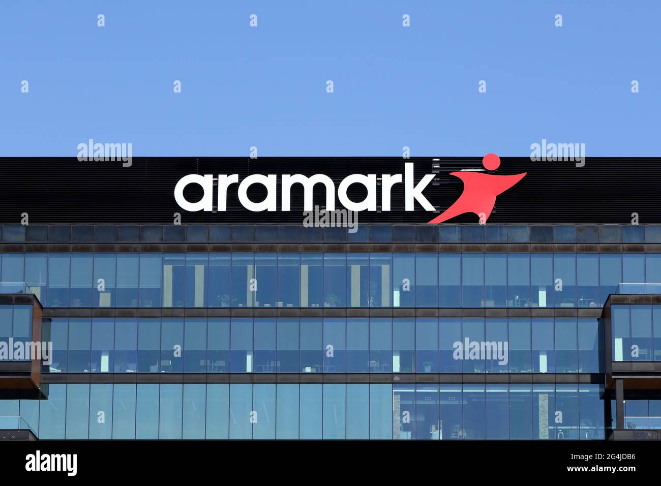 Firmenzentrale ARAMARK, 2400 Market St, Philadelphia, Pennsylvania. Ein globaler Anbieter von Gastronomie, Outsourcing und Uniformen mit Sitz in Philadelphia. Stockfoto