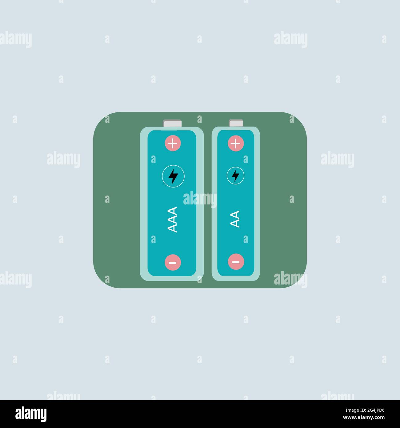 Vektorbild von Batterien mit Plus- und Minuszeichen. Verwendung für AAA- oder AA-Batterien oder Zellen Stock Vektor