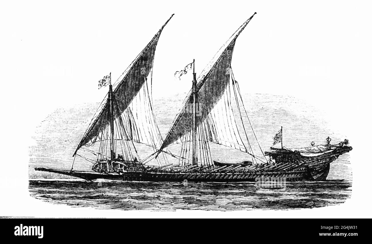 Transport / Transport, Navigation, Kriegsschiffe, französische Galeere im 16. Jahrhundert, Holzstich, ARTIST's COPYRIGHT MUSS NICHT GELÖSCHT WERDEN Stockfoto