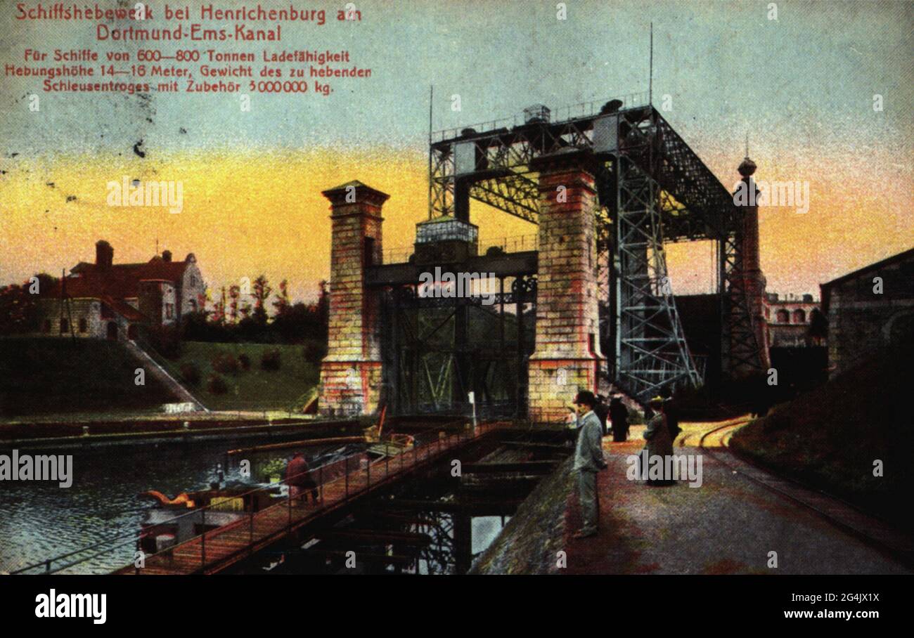 Verkehr/Transport, Navigation, Kanäle, Dortmund-Ems-Kanal, Schiffskanal-Lift Henrichenburg, ZUSÄTZLICHE-RECHTE-FREIGABE-INFO-NICHT-VERFÜGBAR Stockfoto