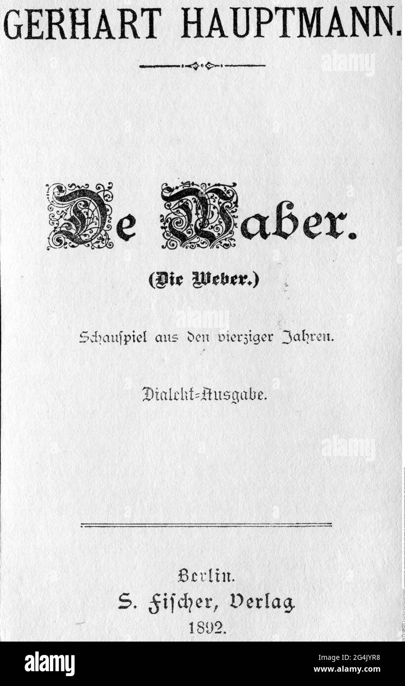 Theater / Theater, Theaterstück, 'die Weber', von Gerhart Hauptmann (1862 - 1946), Mundartausgabe, ARTIST'S COPYRIGHT MUSS NICHT FREIGEGEBEN WERDEN Stockfoto