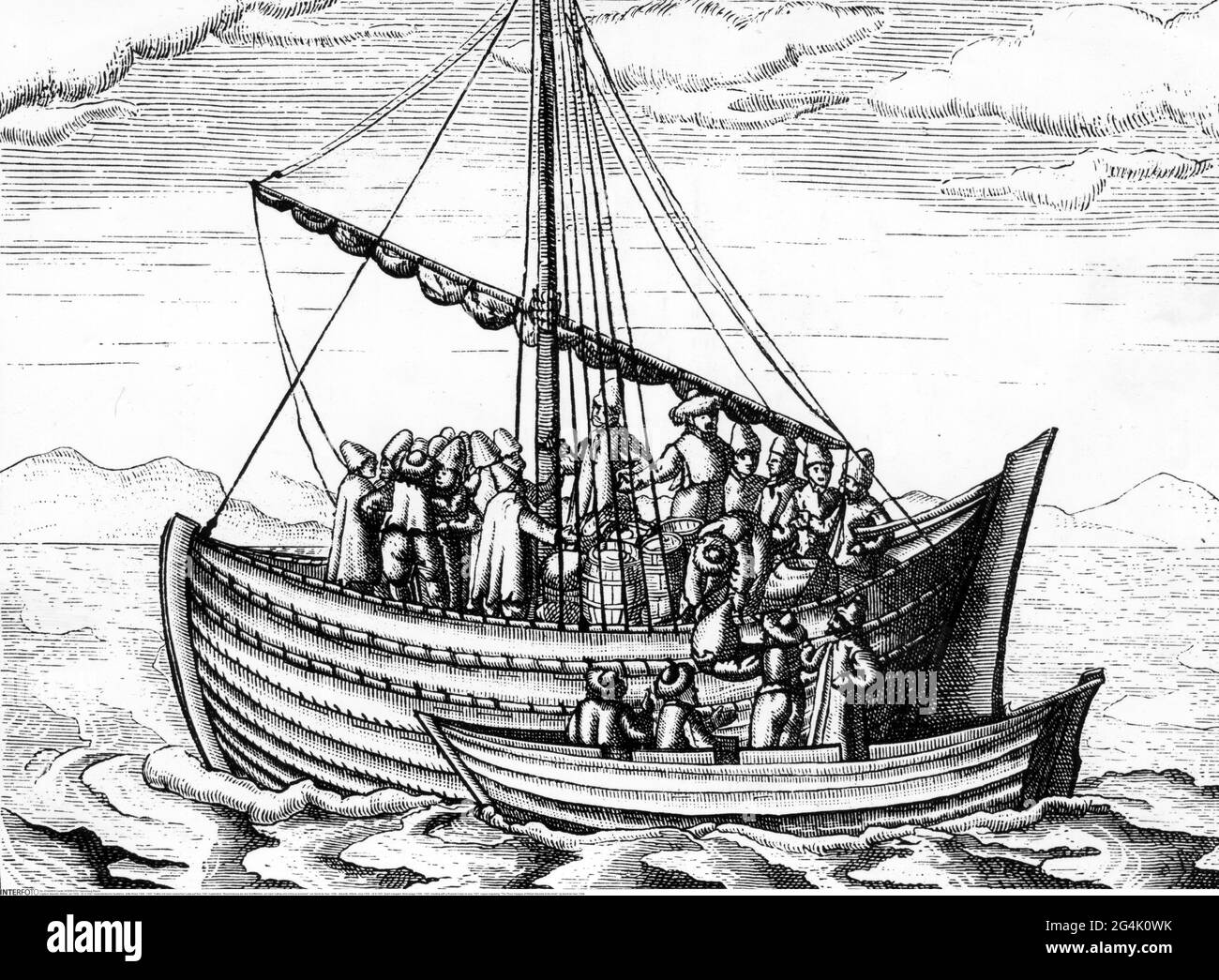 Barents, Willem, um 1550 - 20.6.1597, niederländisches Seeschiff, dritte Reise 1596 - 1597, ARTIST'S COPYRIGHT MUSS NICHT FREIGEGEBEN WERDEN Stockfoto