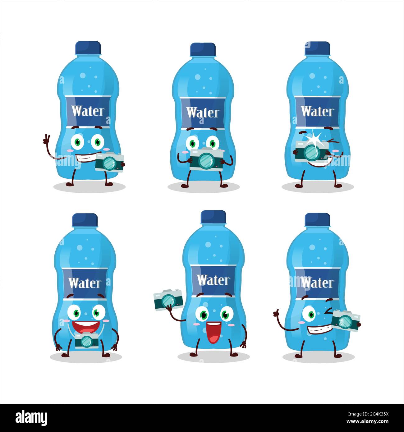 Fotograf Beruf Emoticon mit Wasserflasche Zeichentrickfigur. Vektorgrafik Stock Vektor