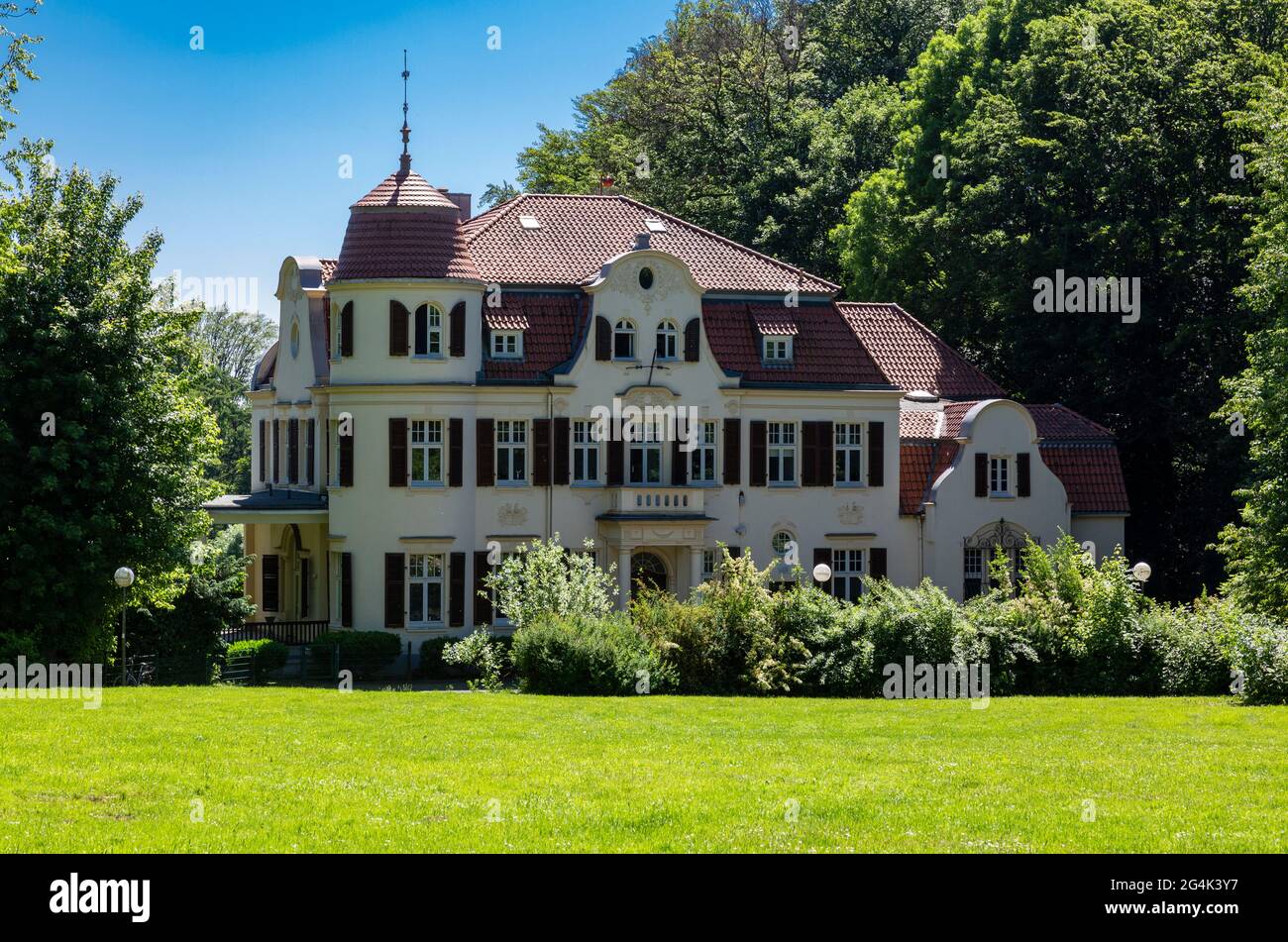 Deutschland, Erkrath, Erkrath-Hochdahl, Bergisches Land, Niederbergisches Land, Niederberg, Rheinland, Nordrhein-Westfalen, NRW, Villa Bayer, fabricants Villa von Friedrich Bayer, ehemaliges Haus Falkenberg Stockfoto