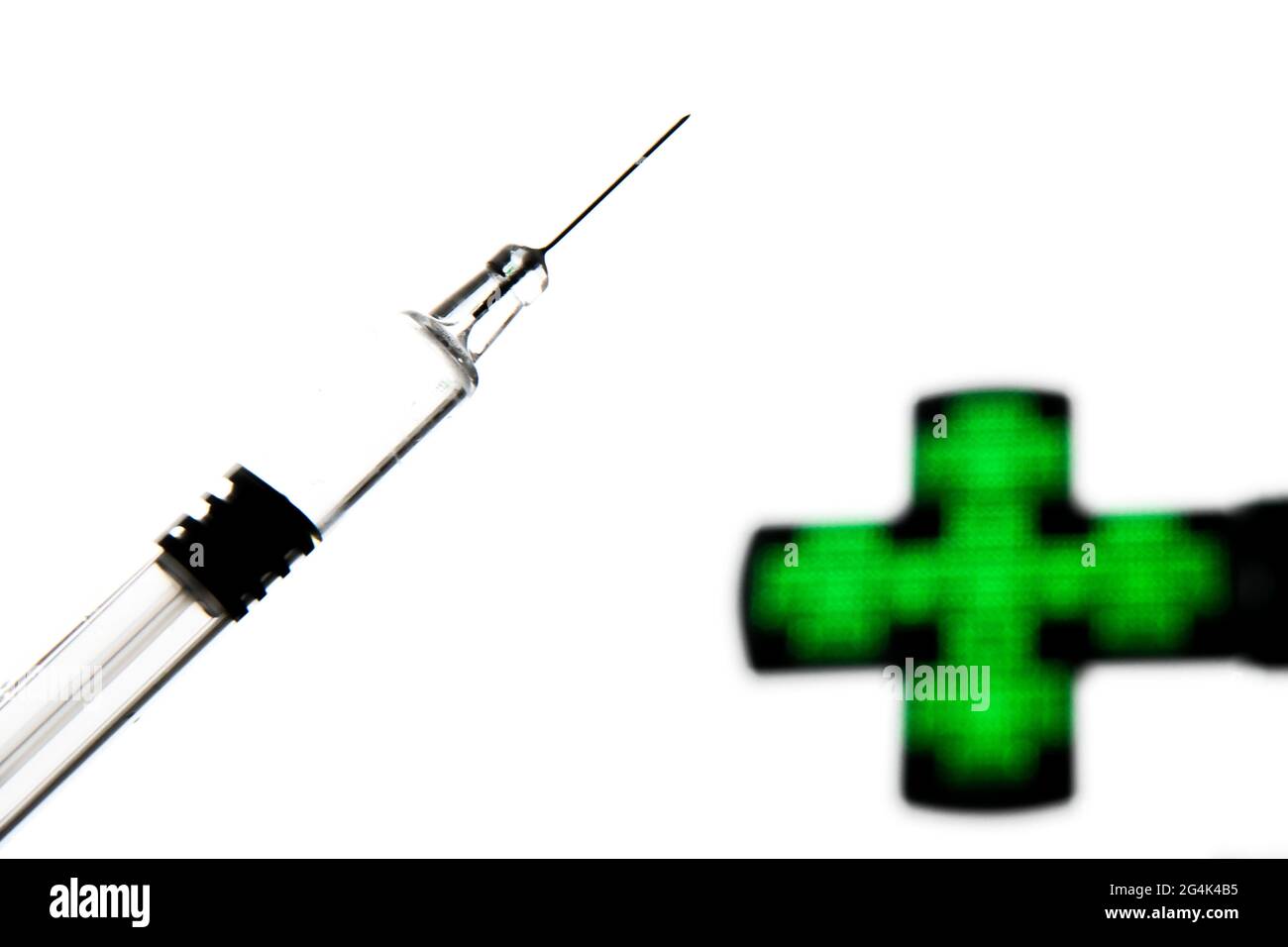 Illustration der Covid 19-Impfung und der Chemikerin Stockfoto