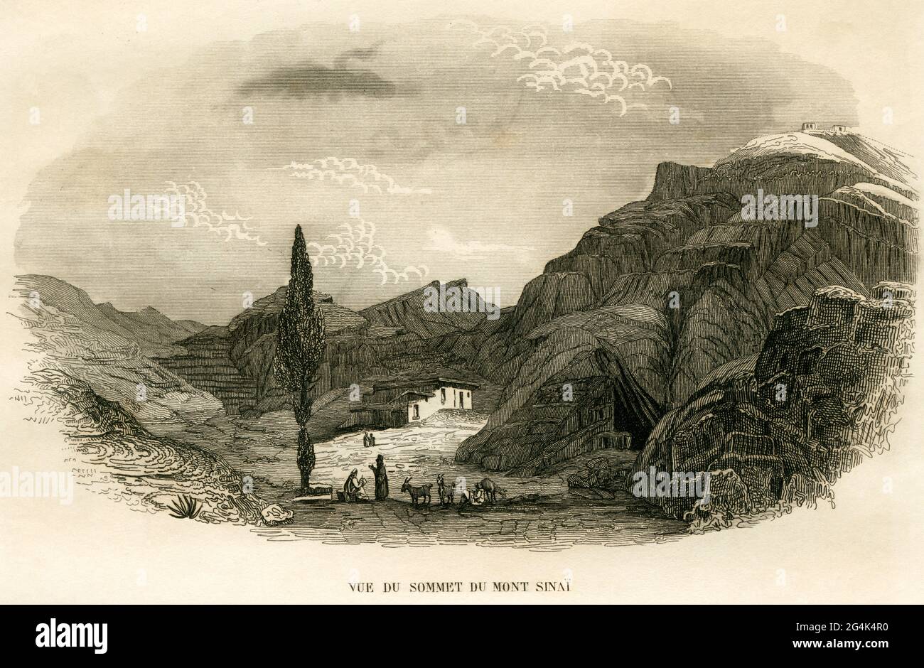 Asien, Ägypten, Sinai-Halbinsel, Berg Sinai, Sinai, Kupferstich von Adam nach Monvoisin, ARTIST's COPYRIGHT MUSS NICHT FREIGEGEBEN WERDEN Stockfoto