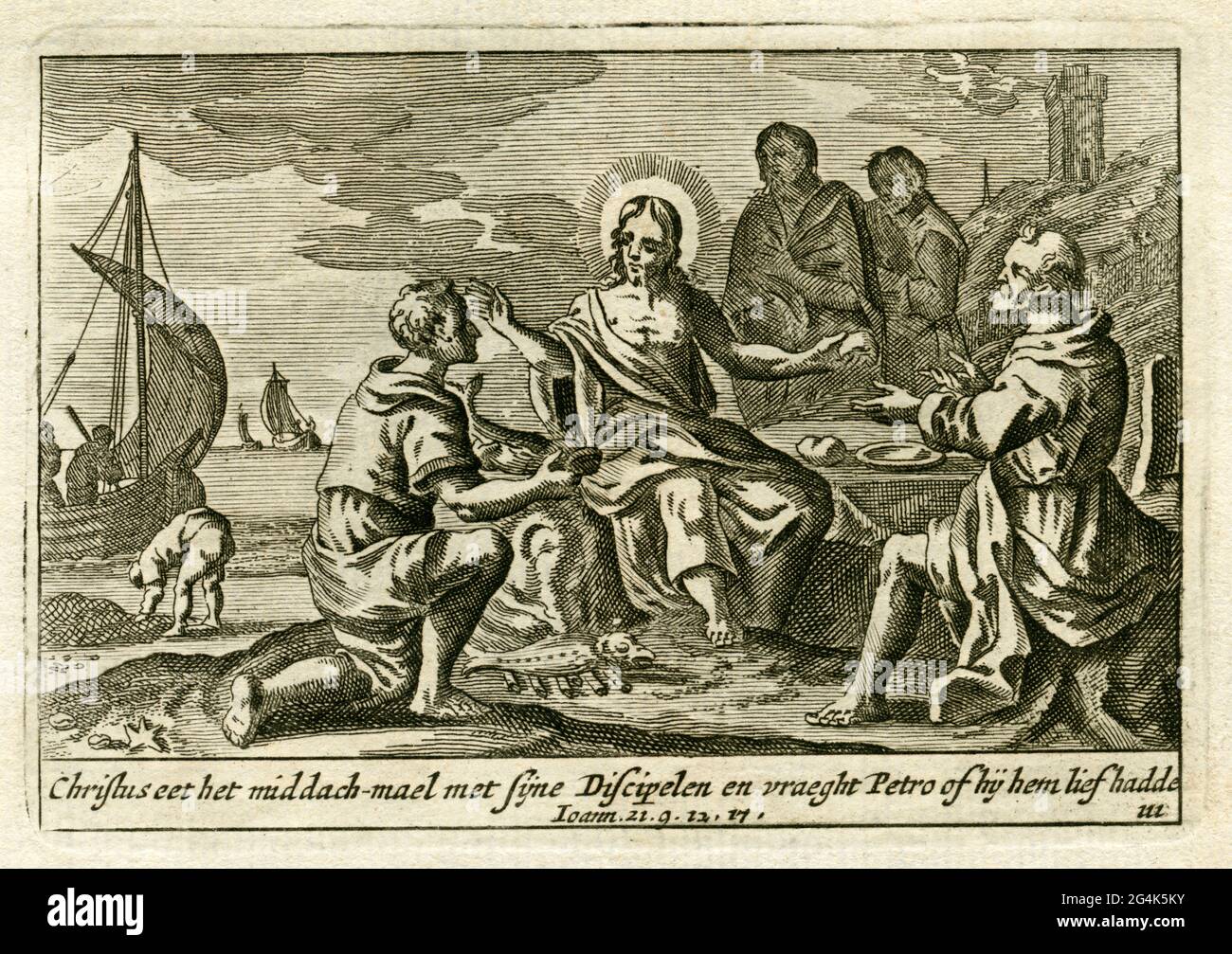 Naher Osten, Israel, Jesus Christus essen zusammen mit seinen Jüngern und fragen Petrus, Künstler'S URHEBERRECHT MUSS NICHT GELÖSCHT WERDEN Stockfoto