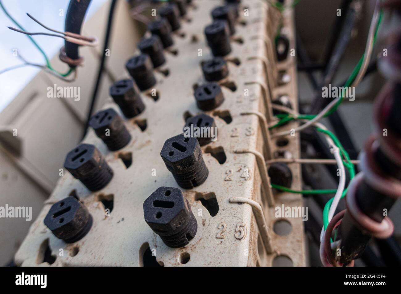 Nahaufnahme der Details eines elektrischen Mechanismus Stockfoto