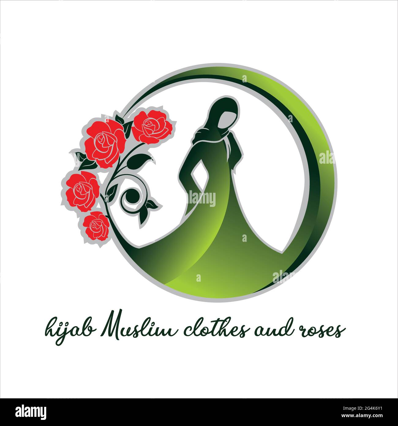Schleier muslimische Kleidung und Rosen feminine exklusive Logo Design Inspiration Stock Vektor