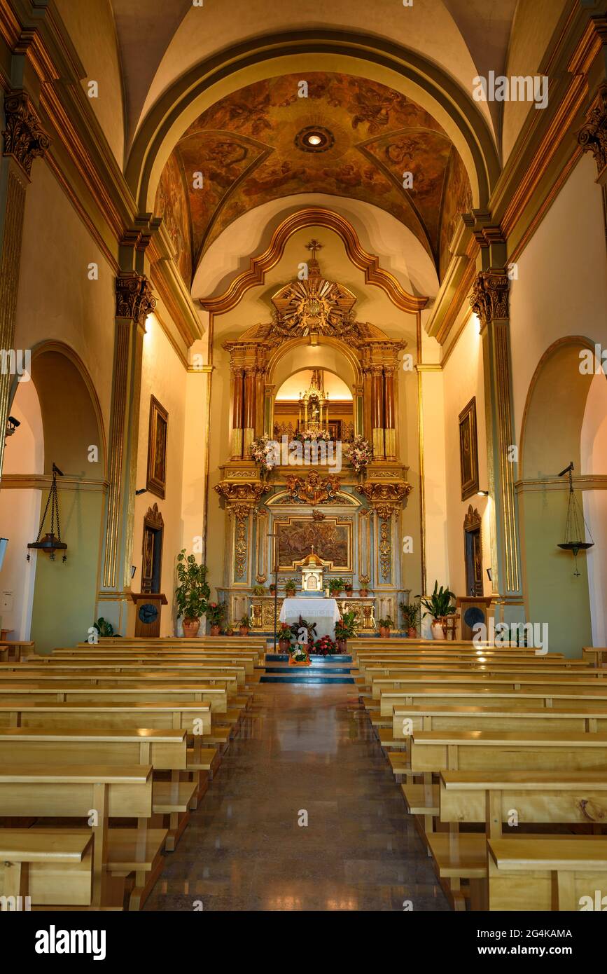 Im Inneren des Heiligtums von Queralt (Berguedà, Katalonien, Spanien) ESP: Interior del Santuario de Queralt (Berguedà, Cataluña, España) Stockfoto