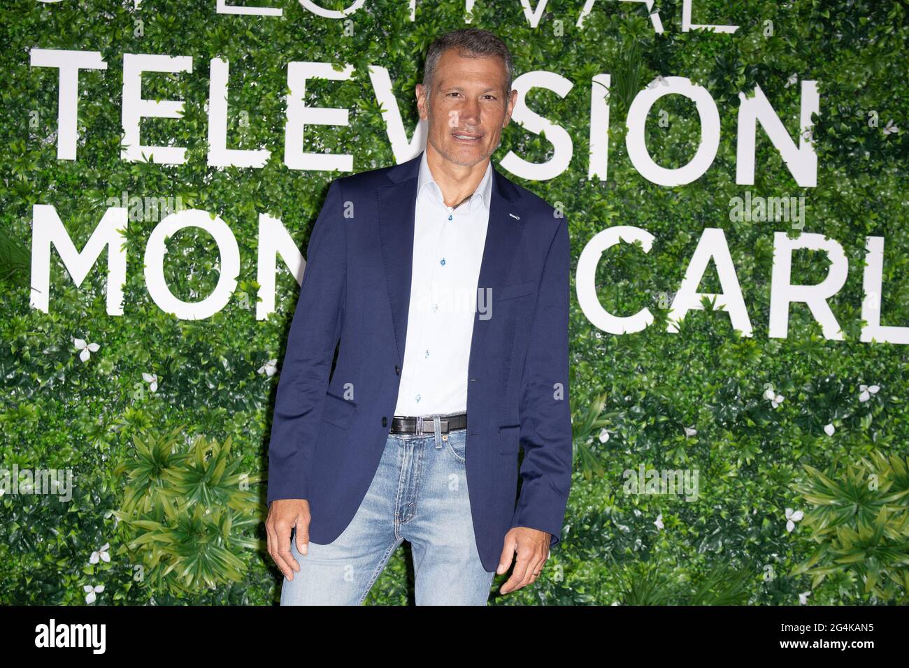 Der französische Chief Executive Officer von Monaco Mediax und Vizepräsident des Festival de Television de Monte-Carlo Laurent Puons posiert während einer Fotoschau im Rahmen des 60. Fernsehfestivals Monte Carlo am 22. Juni 2021 in Monte-Carlo, Monaco. Foto von David Niviere/ABACAPRESS.COM Stockfoto