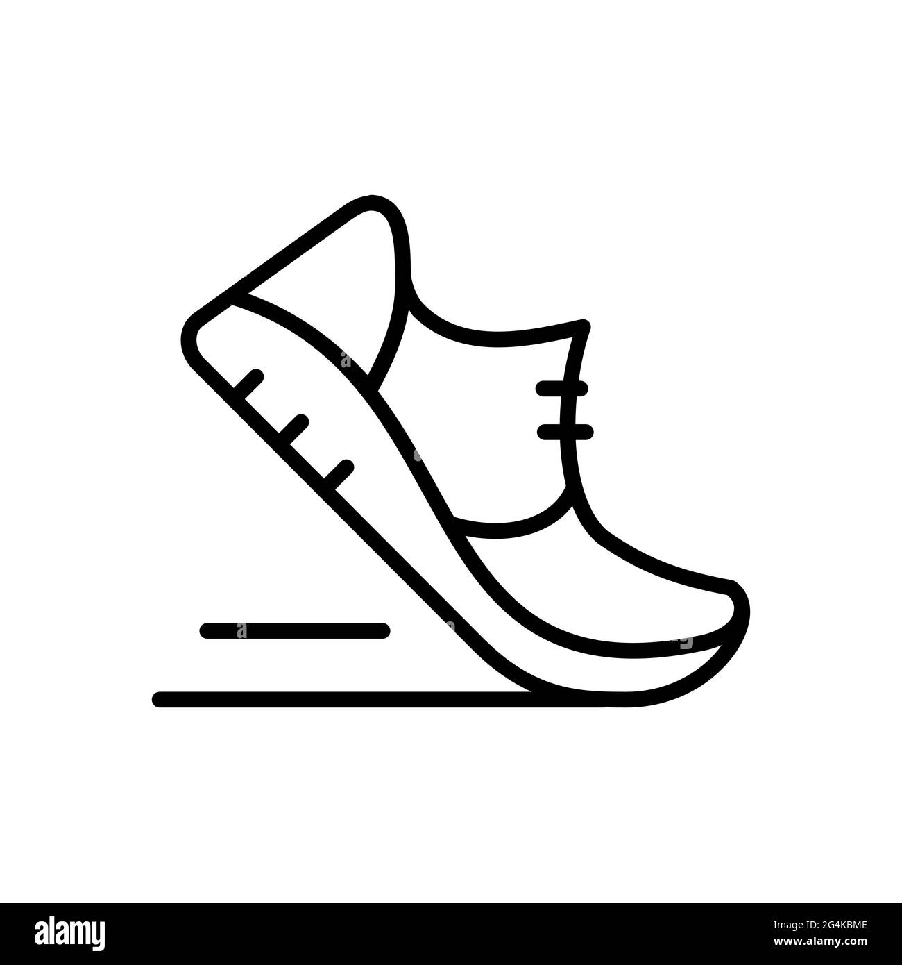 Symbol für die Linie des Fitnessschuhs. Laufschuh in Bewegung. Fitness, Training, gesundes Lifestyle-Konzept. Sport Sneakers Schuhschild. Körperliche Aktivität. Stock Vektor